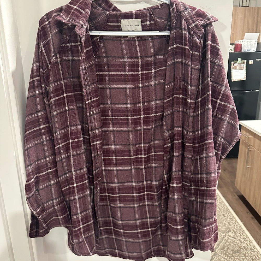 Purple Plaid Button-Up Shirt